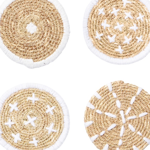 Set of 4 Coasters Seagrass Bloomingville Woven NWT - Picture 3 of 8